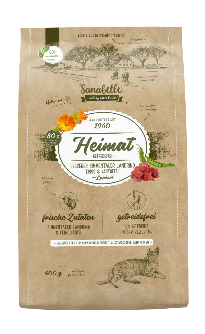 Sanabelle Katzen-Trockenfutter Heimat Getreidefrei Simmentaler Landrind